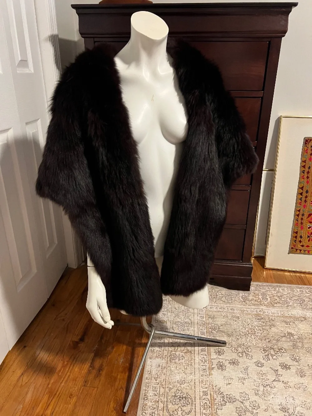 1940s Vintage Siberian Fur Stole | Rich Dark Brown Fur Wrap |